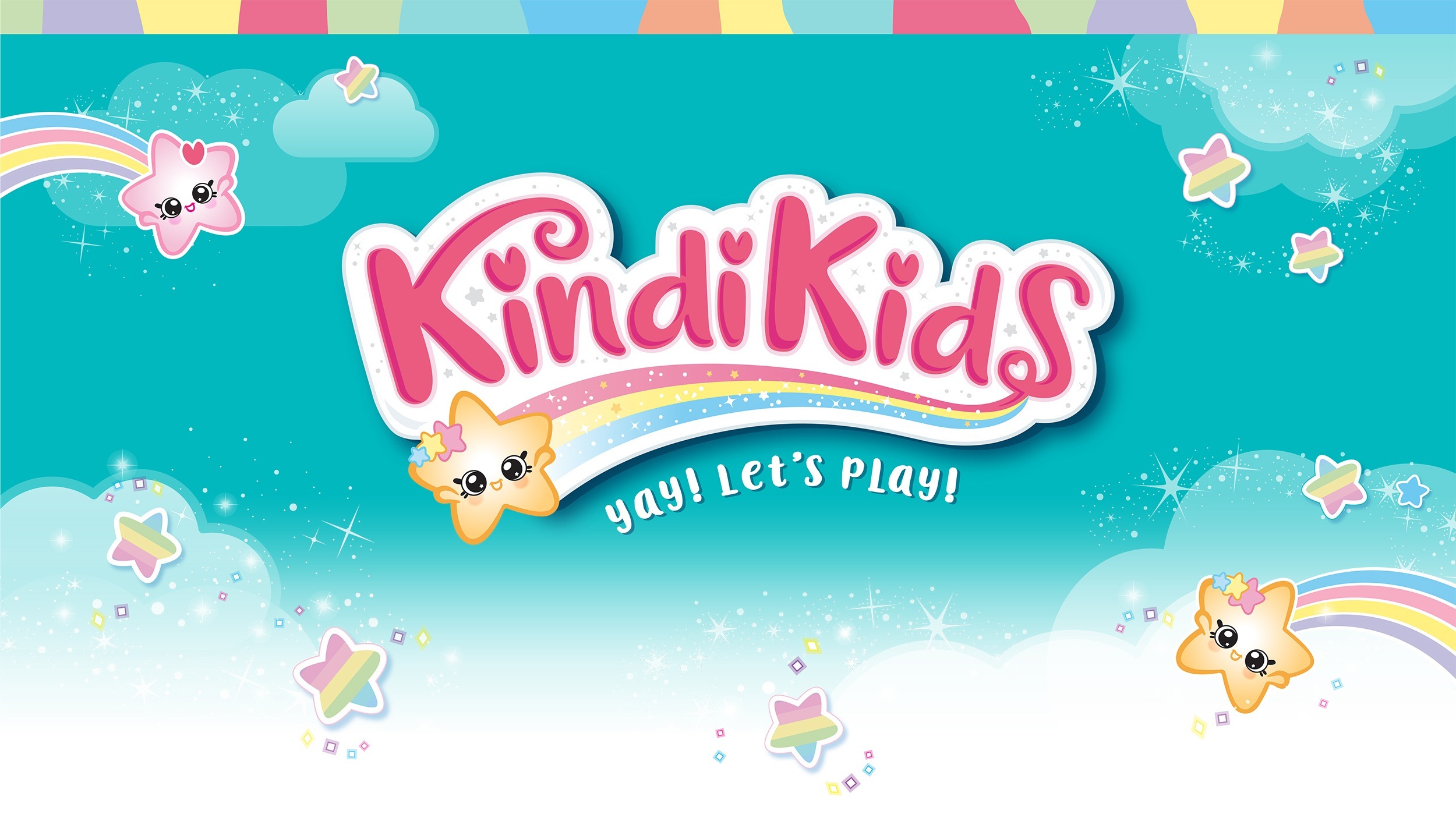 KindiKids creative branding package design Agency: splash page with logo color palette and graphic elements by McHale Design